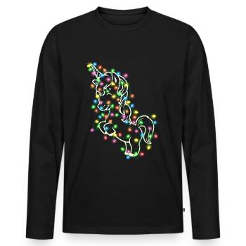 Einhorn Weihnachten Ugly Christmas Weihnachtskugel - Männer Premium Bio Langarmshirt - Schwarz - Vorne - Nico (187cm)