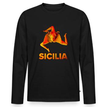 Sicilia Trinacria - Sculpture 3D du symbole de la - T-shirt manches longues Premium bio Homme - noir - Devant - Nico (187cm)