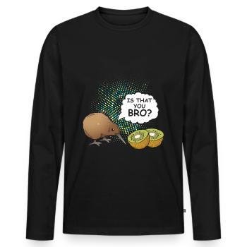 Neuseeland Kiwi Vogel Frucht Nerd Geek Bro - Männer Premium Bio Langarmshirt - Schwarz - Vorne - Nico (187cm)