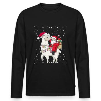 Santa reitet Lama Alpaka Ugly Christmas - Männer Premium Bio Langarmshirt - Schwarz - Vorne - Nico (187cm)