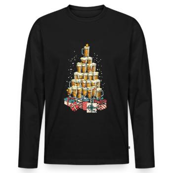 Bier Biertrinker Weihnachten Weihnachtsbaum - Männer Premium Bio Langarmshirt - Schwarz - Vorne - Nico (187cm)