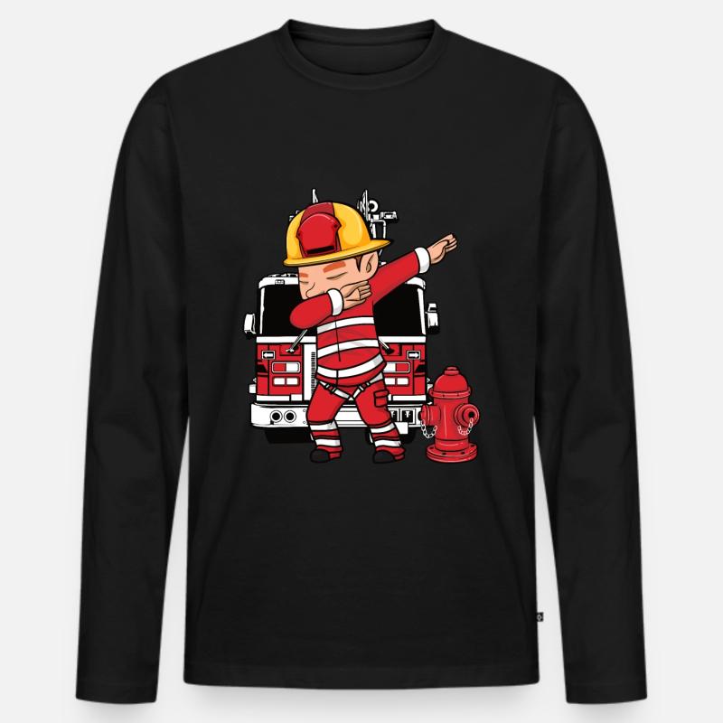 Dabbing Dab Pompier Pompier - T-shirt manches longues Premium bio Homme - noir