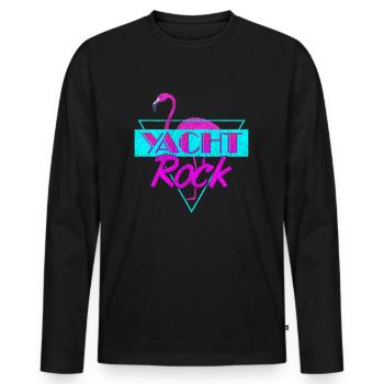 Yacht Rock Retro Flamingo - Men's Premium Organic Long Sleeve Shirt - black - Front - Nico (187cm)