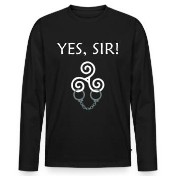 BDSM Yes Sir Triskele Handschellen Sub Geschenk - Männer Premium Bio Langarmshirt - Schwarz - Vorne - Nico (187cm)
