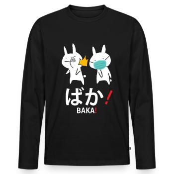 Anime Manga Kanji Baka Dummkopf Covid Corona - Männer Premium Bio Langarmshirt - Schwarz - Vorne - Nico (187cm)