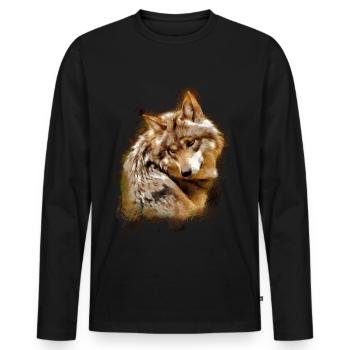 Loup gris mexicain espèce en voie de disparition - T-shirt manches longues Premium bio Homme - noir - Devant - Nico (187cm)