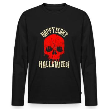 Halloween - Happy scary Halloween - Männer Premium Bio Langarmshirt - Schwarz - Vorne - Nico (187cm)