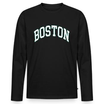 Boston - T-shirt manches longues Premium bio Homme - noir - Devant - Nico (187cm)