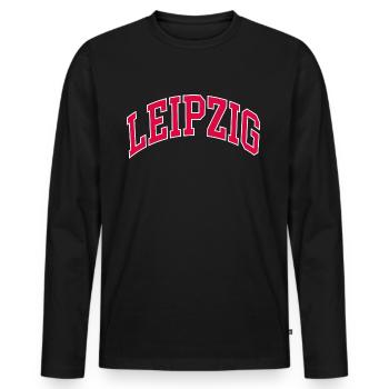 Leipzig - T-shirt manches longues Premium bio Homme - noir - Devant - Nico (187cm)