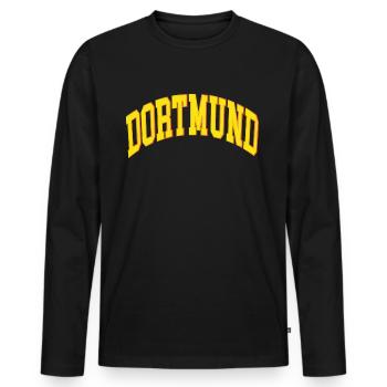 Dortmund - Men's Premium Organic Long Sleeve Shirt - black - Front - Nico (187cm)