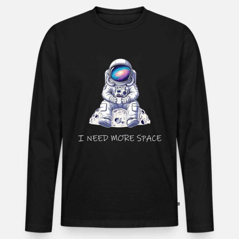 I Need More Space - Männer Premium Bio Langarmshirt - Schwarz