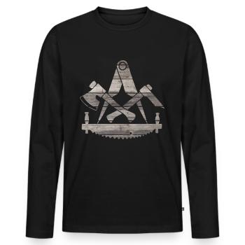Zimmermann - Vintage wooden logo - Men's Premium Organic Long Sleeve Shirt - black - Front - Nico (187cm)