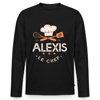 Alexis Chef Ici c est alexis le chef cuisine - T-shirt manches longues Premium bio Homme - noir - Devant - Nico (187cm)