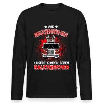 Firefighter volunteer firefighter gift - Men's Premium Organic Long Sleeve Shirt - black - Front - Nico (187cm)