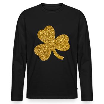 St. Patrick's Day Irland Geschenkidee Kleeblatt - Männer Premium Bio Langarmshirt - Schwarz - Vorne - Nico (187cm)