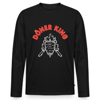 Döner King Döner Kebab Saying - Men's Premium Organic Long Sleeve Shirt - black - Front - Nico (187cm)