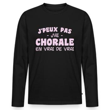 j'peux pas j'ai Chorale En vrie de vraie - T-shirt manches longues Premium bio Homme - noir - Devant - Nico (187cm)