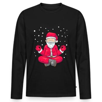 Cadeau de yoga Yogi pour la méditation du père Noël - T-shirt manches longues Premium bio Homme - noir - Devant - Nico (187cm)