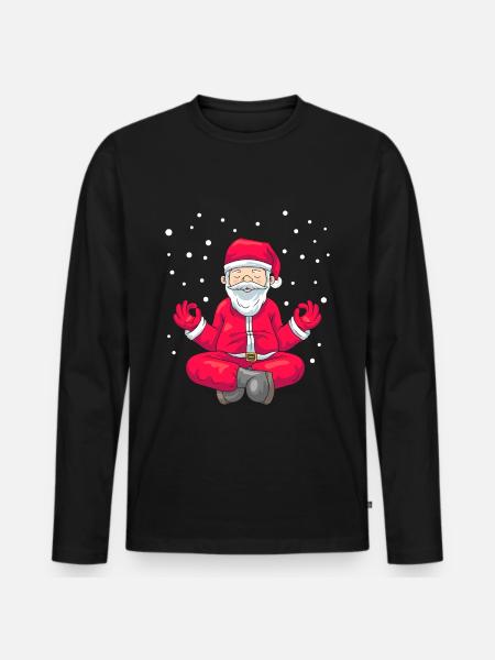Weihnachtsmann Santa Yoga Meditation Yogi Geschenk - Männer Premium Bio Langarmshirt - Schwarz