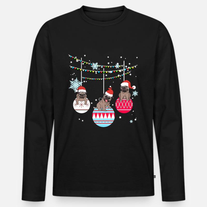 Mops Hund Hundehalter Weihnachten Geschenk - Männer Premium Bio Langarmshirt - Schwarz