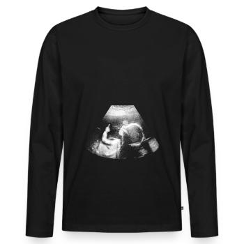 Mittelfinger Fuck Ultraschall Schwangerschaft Baby - Männer Premium Bio Langarmshirt - Schwarz - Vorne - Nico (187cm)