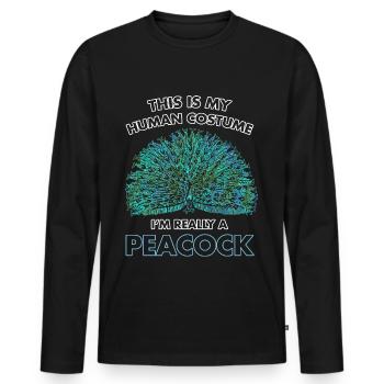Pfau - Männer Premium Bio Langarmshirt - Schwarz - Vorne - Nico (187cm)