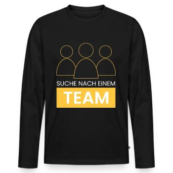 suche nach einem Team - Männer Premium Bio Langarmshirt - Schwarz - Vorne - Nico (187cm)