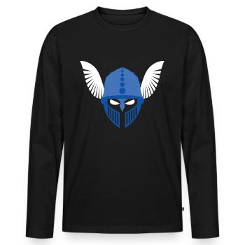 Germanic helmet with feathers design, Germania Magna - Men's Premium Organic Long Sleeve Shirt - black - Front - Nico (187cm)