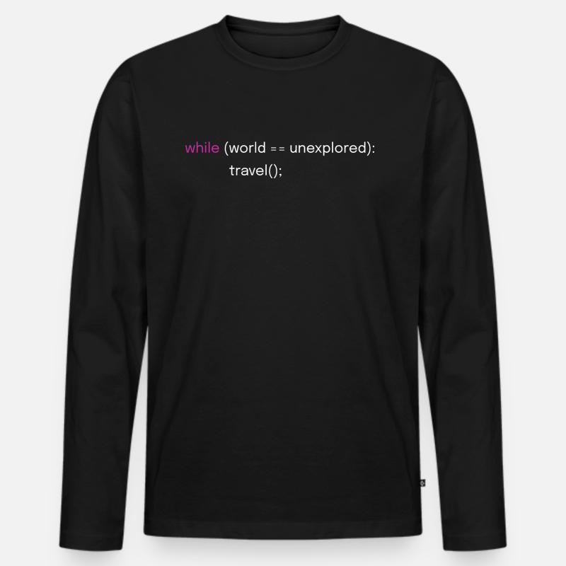 Lustiges Reise- und Coding-Design - Männer Premium Bio Langarmshirt - Schwarz