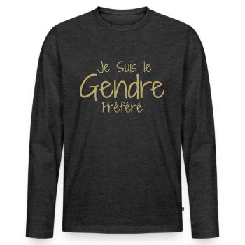 Schwiegersohn Humor, Schwiegersohn Idealer Humor - Männer Premium Bio Langarmshirt - Anthrazit meliert - Vorne - Nico (187cm)