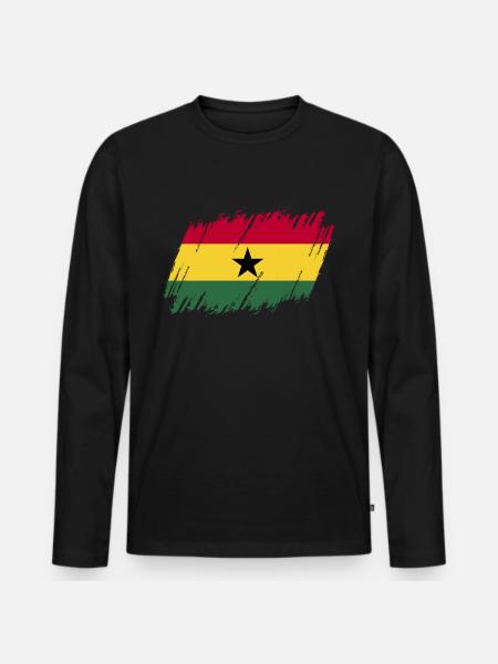 Ghana - Männer Premium Bio Langarmshirt - Schwarz