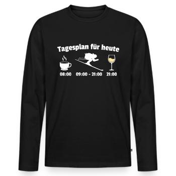 Tagesplan Kaffee Skifahren Weißwein Piste Geschenk - Männer Premium Bio Langarmshirt - Schwarz - Vorne - Nico (187cm)