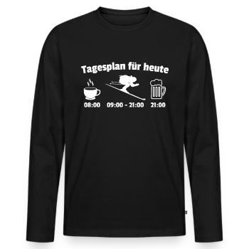 Tagesplan Kaffee Skifahren Bier Ski Piste Geschenk - Männer Premium Bio Langarmshirt - Schwarz - Vorne - Nico (187cm)