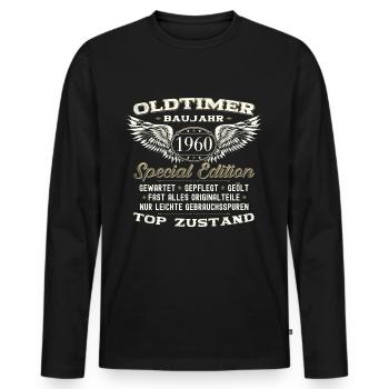 63e anniversaire Homme Oldtimer August Vintage 1960 - T-shirt manches longues Premium bio Homme - noir - Devant - Nico (187cm)