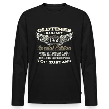 55th Birthday Man Oldtimer August Vintage 1968 - Men's Premium Organic Long Sleeve Shirt - black - Front - Nico (187cm)