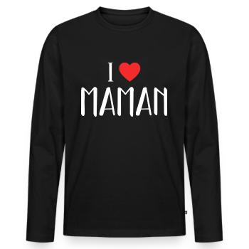 I Love Maman ! - T-shirt manches longues Premium bio Homme - noir - Devant - Nico (187cm)