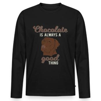 Chocolat Labrador Dog Dog énonciations cadeau - T-shirt manches longues Premium bio Homme - noir - Devant - Nico (187cm)