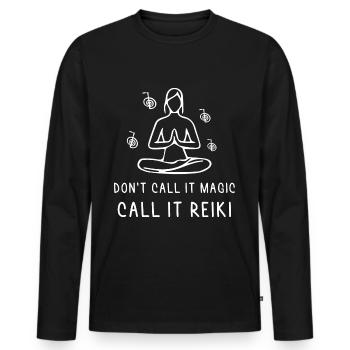Reiki Magic - Reiki Master Reiki Sayings - Men's Premium Organic Long Sleeve Shirt - black - Front - Nico (187cm)
