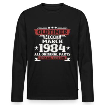 40th Birthday Vintage March Vintage 1984 - Men's Premium Organic Long Sleeve Shirt - black - Front - Nico (187cm)