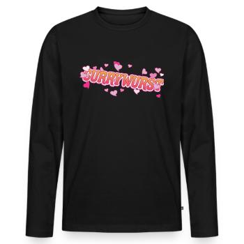 Currywurst cool avec motif de cœurs roses - T-shirt manches longues Premium bio Homme - noir - Devant - Nico (187cm)