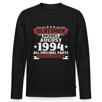 30. Geburtstag Oldtimer August 1994 Jahrgang - Männer Premium Bio Langarmshirt - Schwarz - Vorne - Nico (187cm)