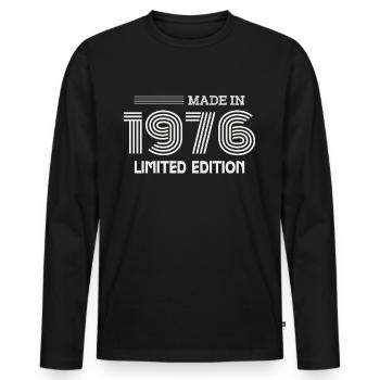 1976 Geburtstagsgeschenk 1976 Geschenkidee - Männer Premium Bio Langarmshirt - Schwarz - Vorne - Nico (187cm)