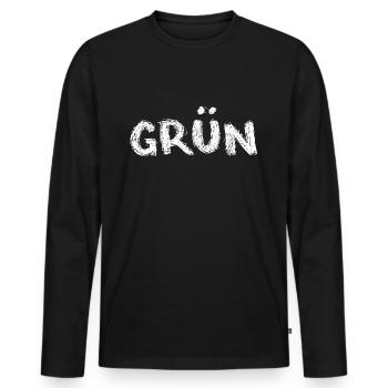 grün oder ? - Männer Premium Bio Langarmshirt - Schwarz - Vorne - Nico (187cm)