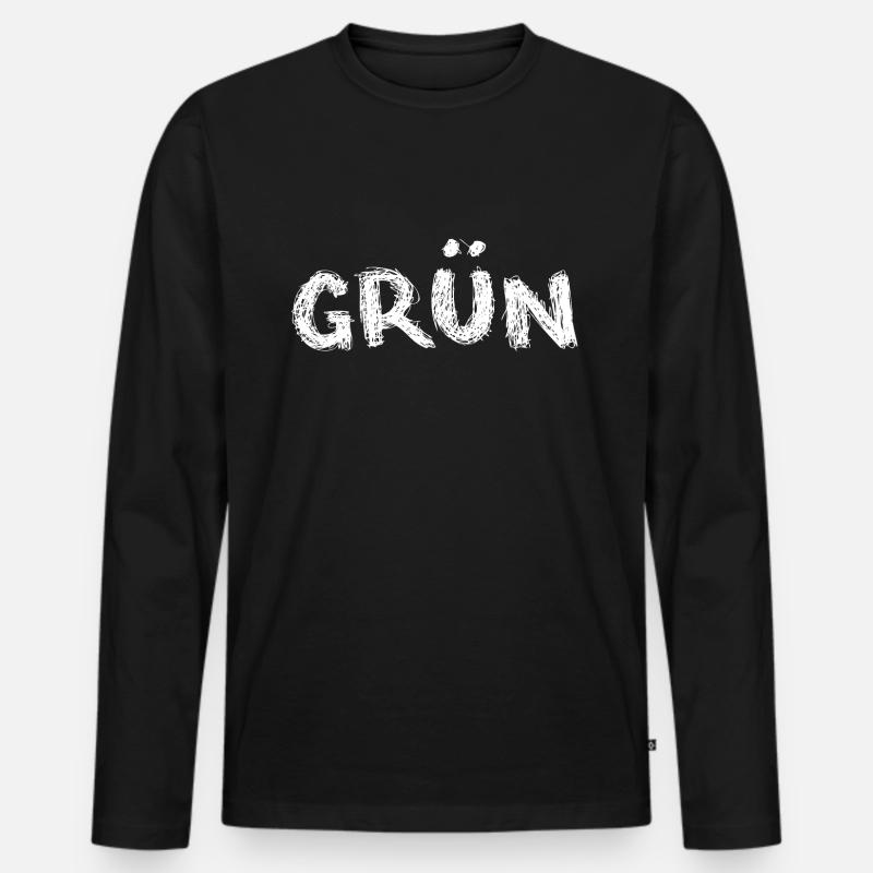 grün oder ? - Männer Premium Bio Langarmshirt - Schwarz