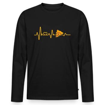 Heartbeat pizza amateur de pizza pizzeria restauration rapide - T-shirt manches longues Premium bio Homme - noir - Devant - Nico (187cm)
