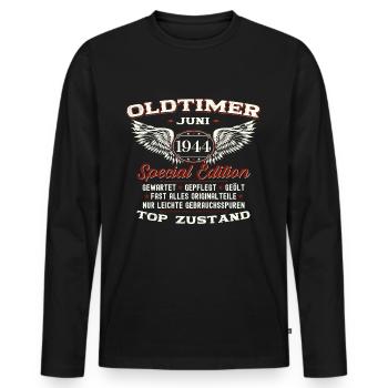 Millésime Juin 1944 Millésime 1944 80ème Anniversaire 44 - T-shirt manches longues Premium bio Homme - noir - Devant - Nico (187cm)