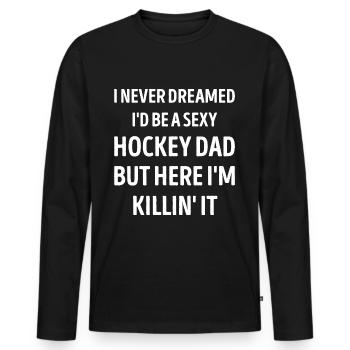 Hockey Dad Funny Dad Joke - Men's Premium Organic Long Sleeve Shirt - black - Front - Nico (187cm)