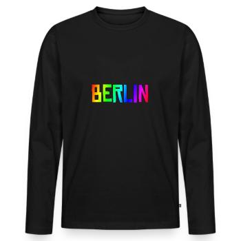 Berlin - T-shirt manches longues Premium bio Homme - noir - Devant - Nico (187cm)