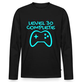 30 anniversaire Niveau 30 Complete - T-shirt manches longues Premium bio Homme - noir - Devant - Nico (187cm)