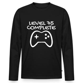 75 birthday - Level 75 Complete - Gamer 75 years - Men's Premium Organic Long Sleeve Shirt - black - Front - Nico (187cm)